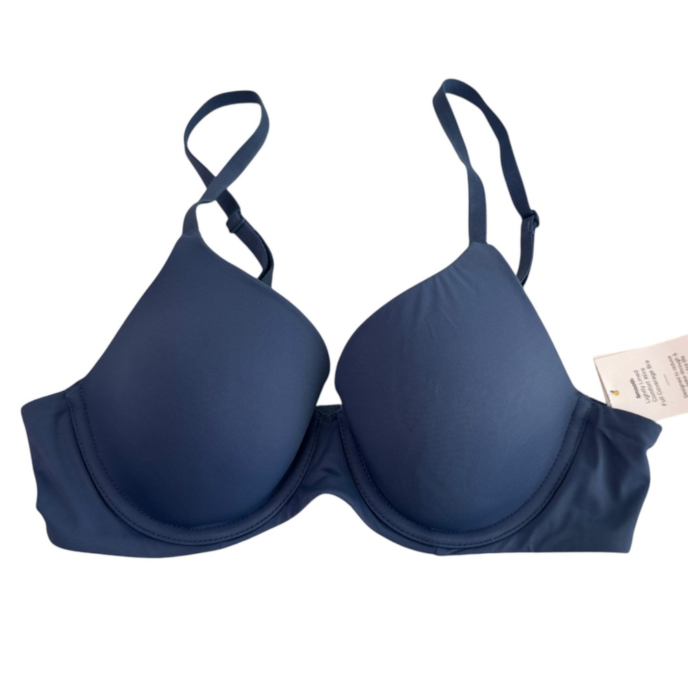 Auden Smooth Lightly Lined Comfort Wire Full Coverage Bra Navy Blue 34A NEW